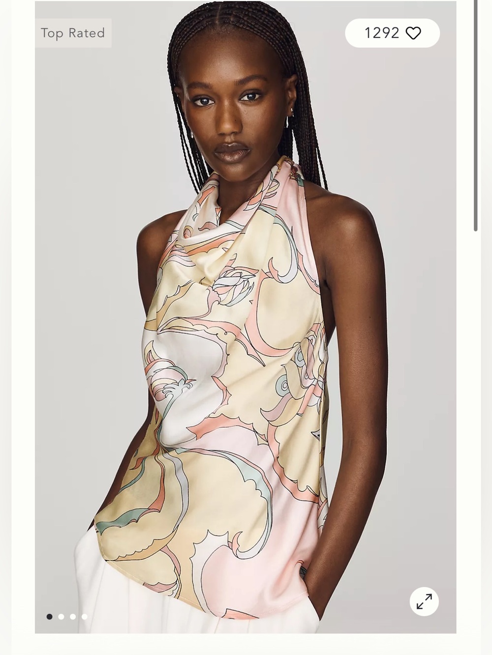 NWT Silky Printed Halter Dress in Pastel Pink and Creamy